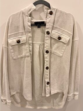Forever 21 Cream Button-Front Utility Shacket
